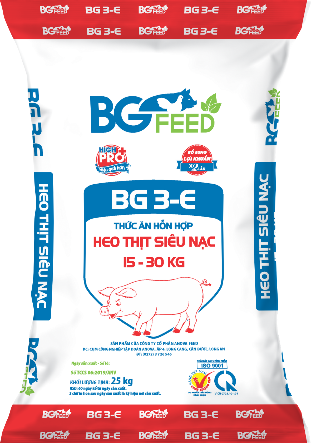 Thức ăn hỗn hợp HEO THỊT SIÊU NẠC 15 - 30 kg BG 3 - E