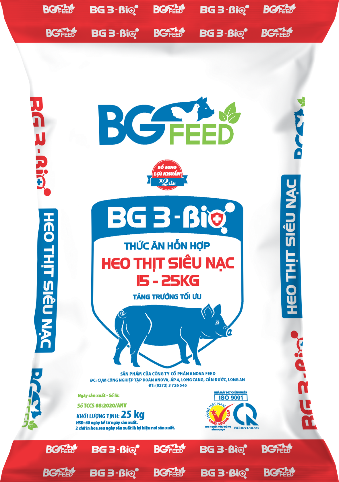 Thức ăn hỗn hợp HEO THỊT SIÊU NẠC 15 - 25kg BG 3 - Bio