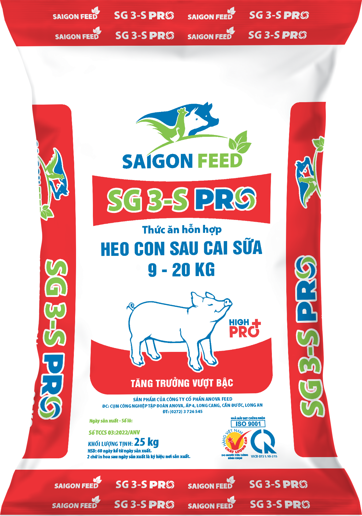 Thức ăn hỗn hợp HEO CON SAU CAI SỮA 9 - 20kg SG 3-S PRO