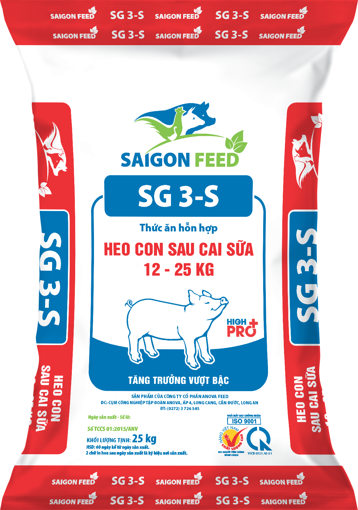 Thức ăn hỗn hợp HEO CON SAU CAI SỮA 12 - 25 KG BG 3-S